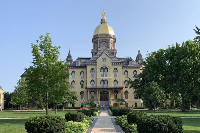 The Golden Dome and Main Building at the University of Notre Dame, served by United Cab South Bend