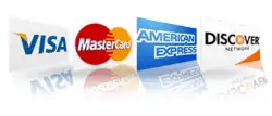 We accept Visa, Mastercard, American Express and Discover